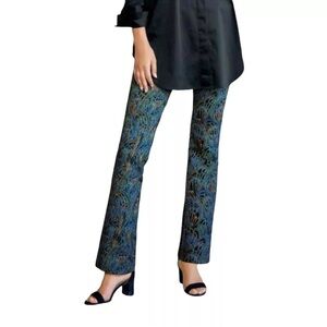 Soft Surroundings Black Multi Slimming Chinoiserie Peacock Marble Ponte Petite L